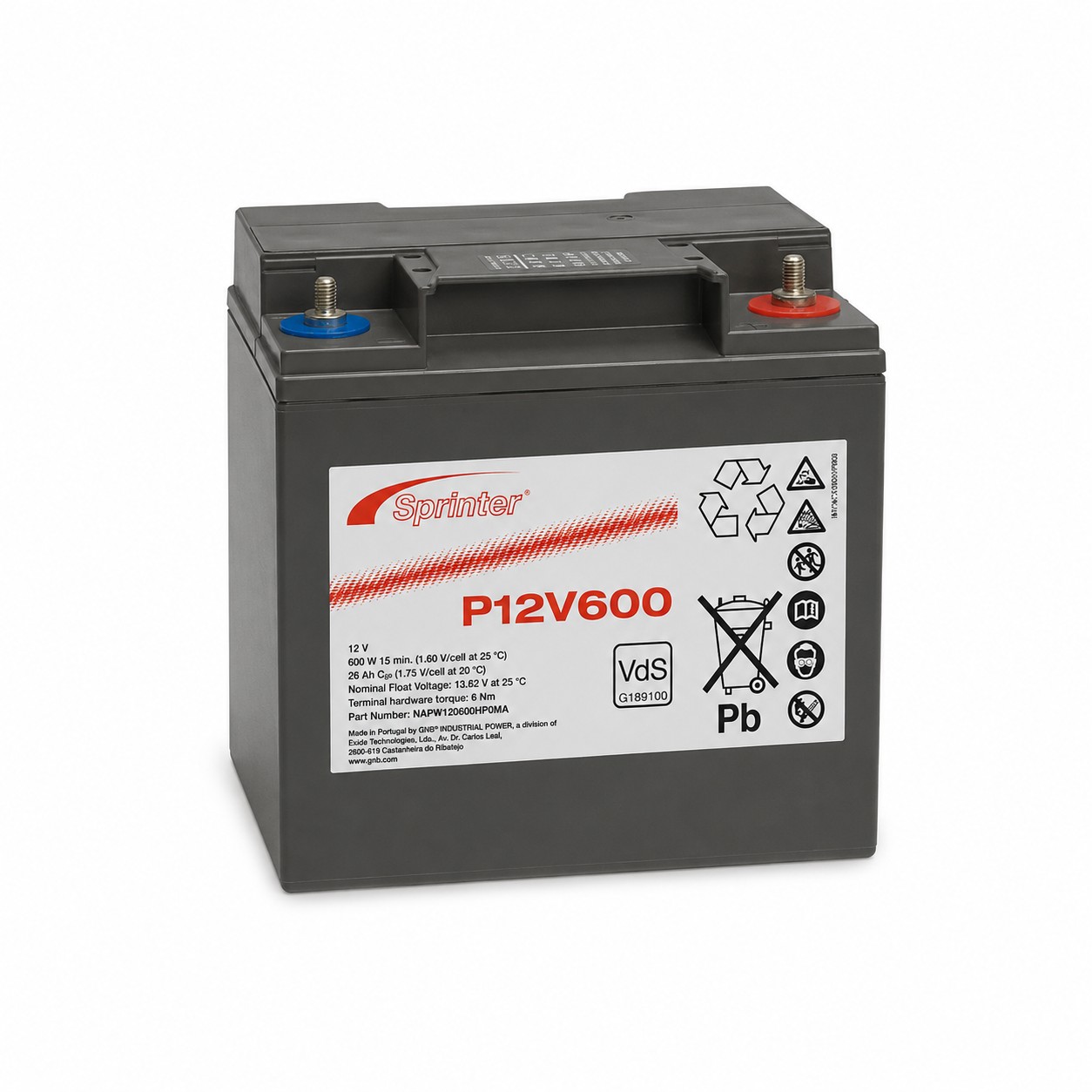 EXIDE Sprinter P12V600 12V / 24Ah AGM mit M6 Gewinde