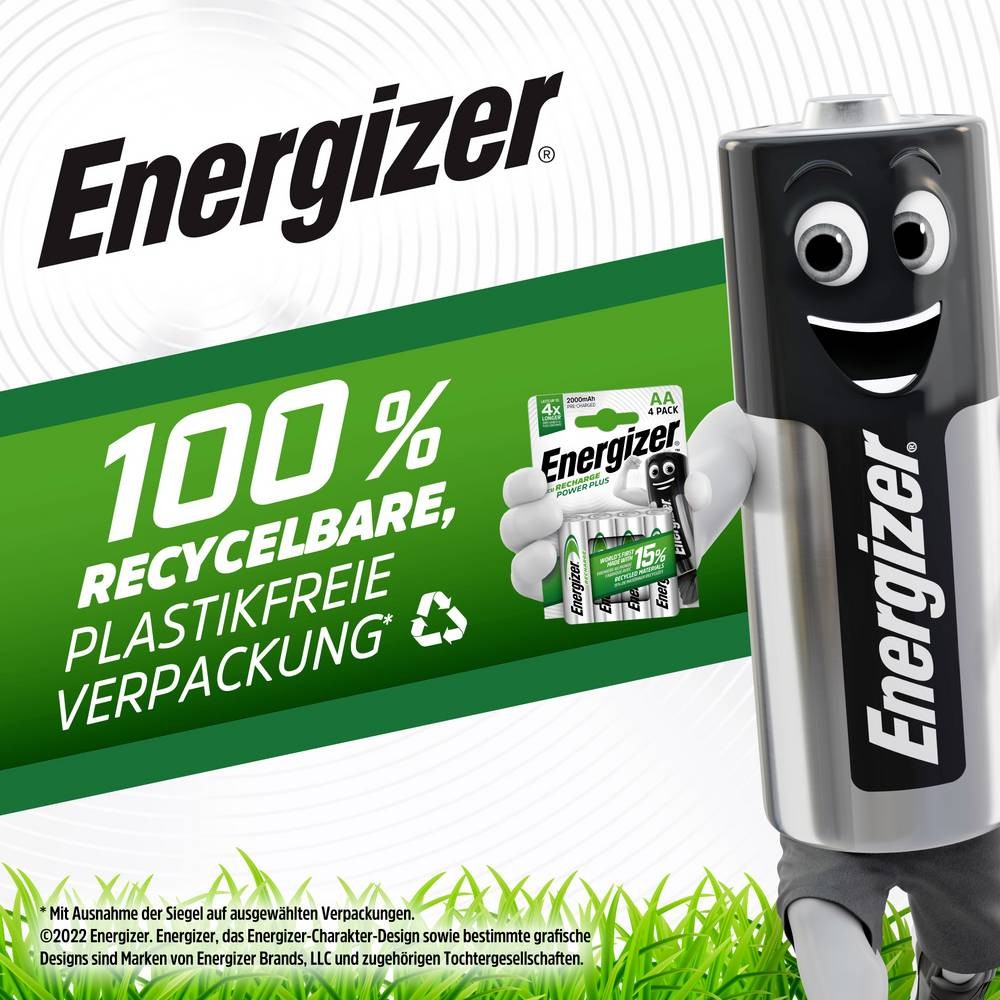 Energizer Power Plus 6LR61 9V-Block Akku NiMH 175 mAh, 1er Blister