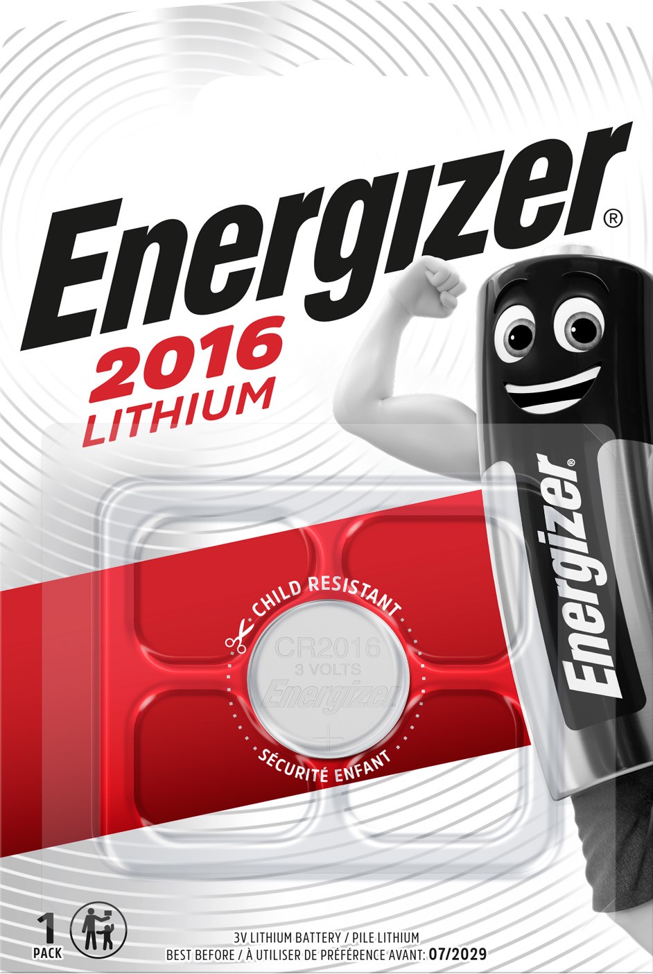 Energizer CR 2016 Lithium Knopfzelle (1er Blister)