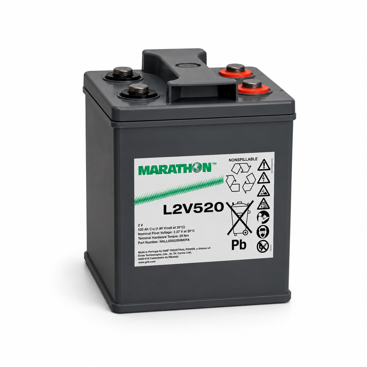 Exide Marathon L2V520 (C10) 2V / 520Ah M8 AGM Bleiakku