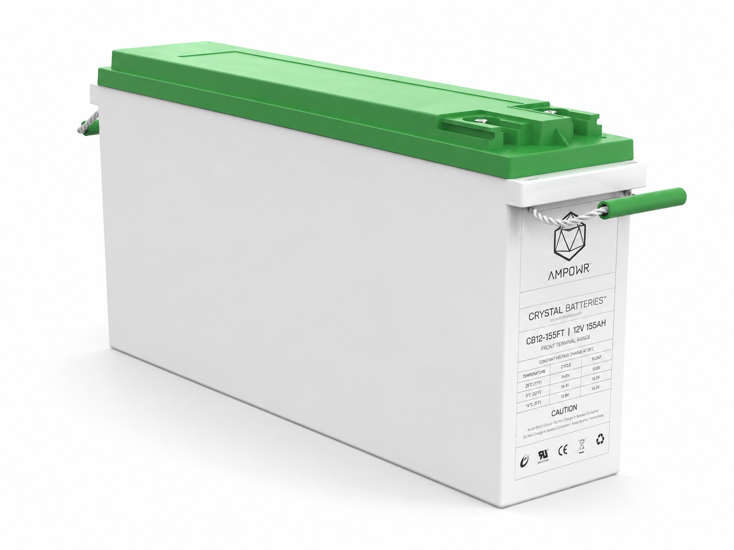 Ampowr CB12-155FT (Lead Crystal 6-CNFT-155) – 12V / 155Ah Bleikristall Front