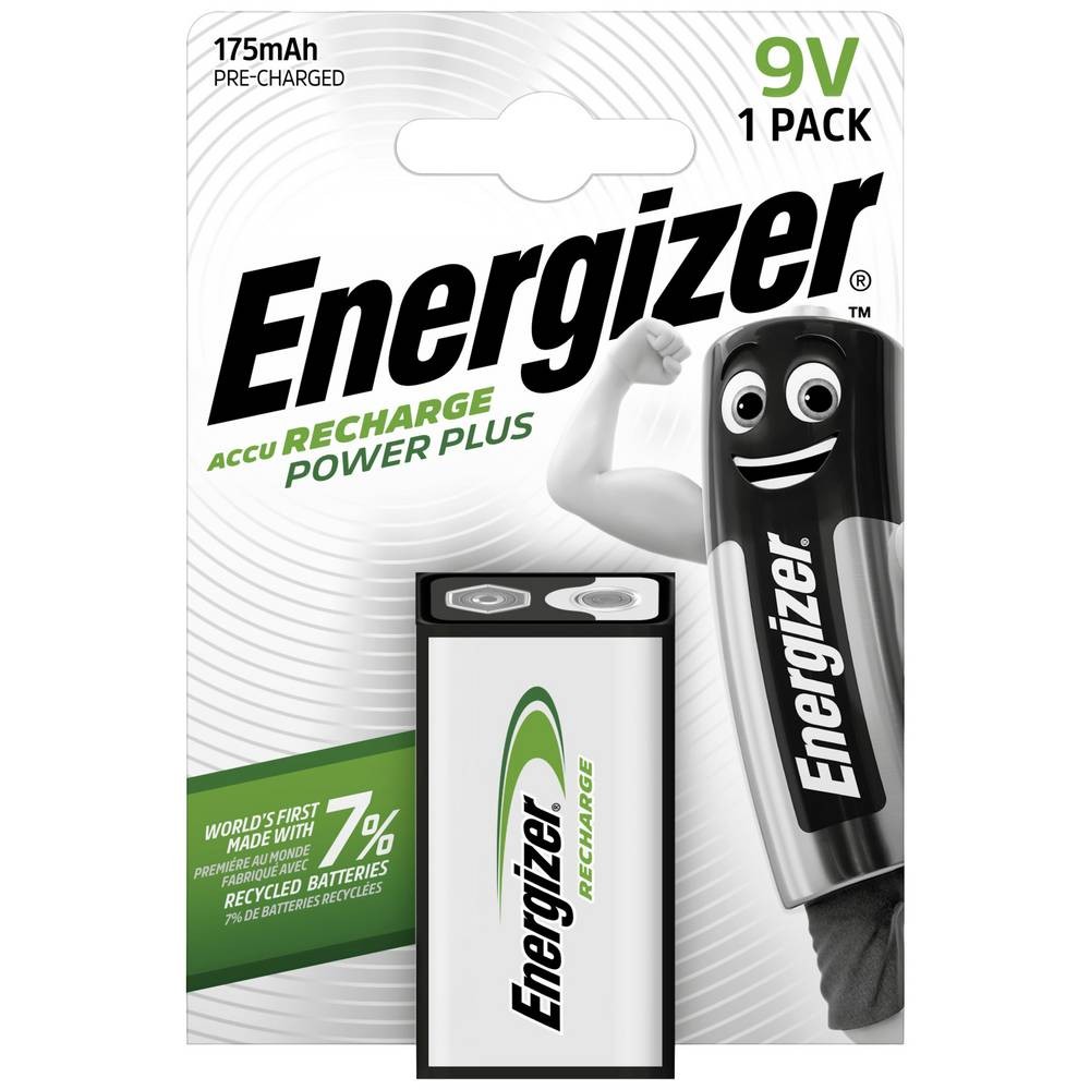 Energizer Power Plus 6LR61 9V-Block Akku NiMH 175 mAh, 1er Blister