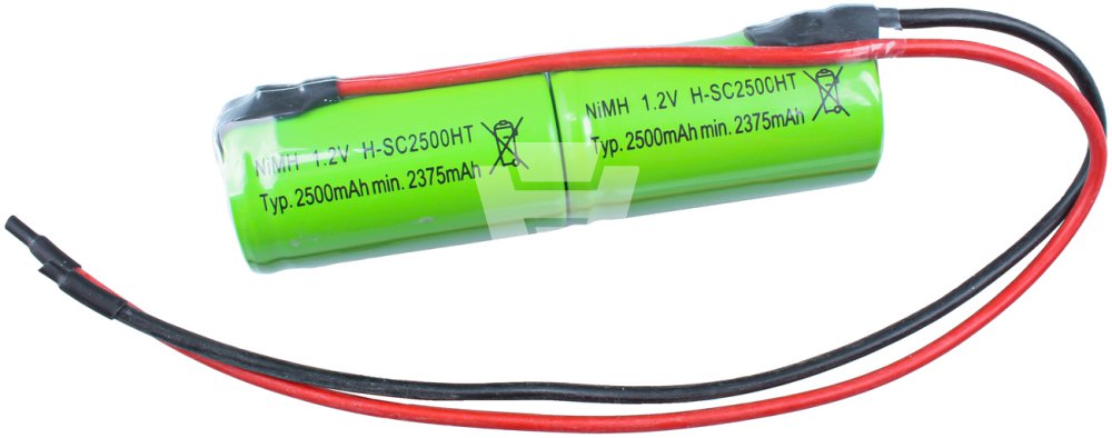 NI-MH Notleutchen Akku 3,6V / 2500mAh (2.5Ah) Höchsttemperatur, L1x2 mit Kabel